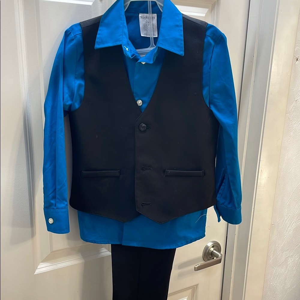 Black Vest with Blue Shirt Set